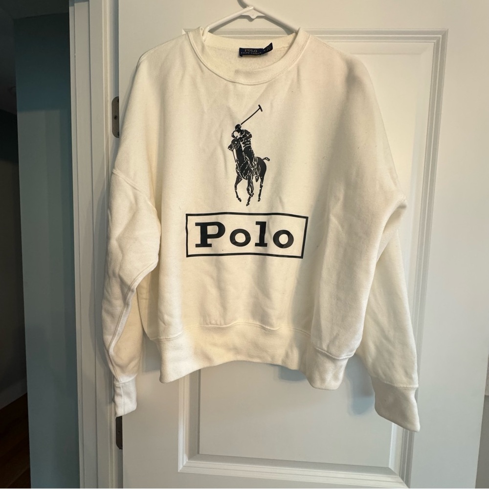 Ralph Lauren White Sweatshirt with Black Logo